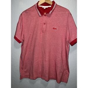 Lacoste Men's XL Regular Fit Polo Shirt Pink Red White $145 MSRP